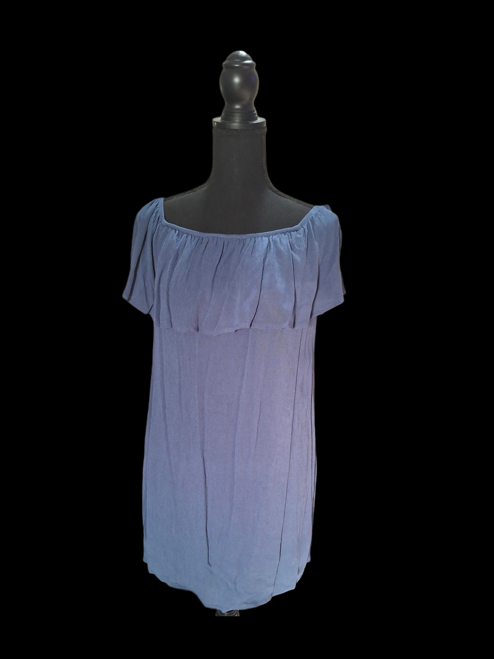 Copper Key Dusty Blue Off-Shoulder Ruffle Mini Dress - Picture 2 of 8